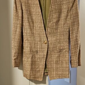 Liz Claiborne Cream-Green Textured Blazer